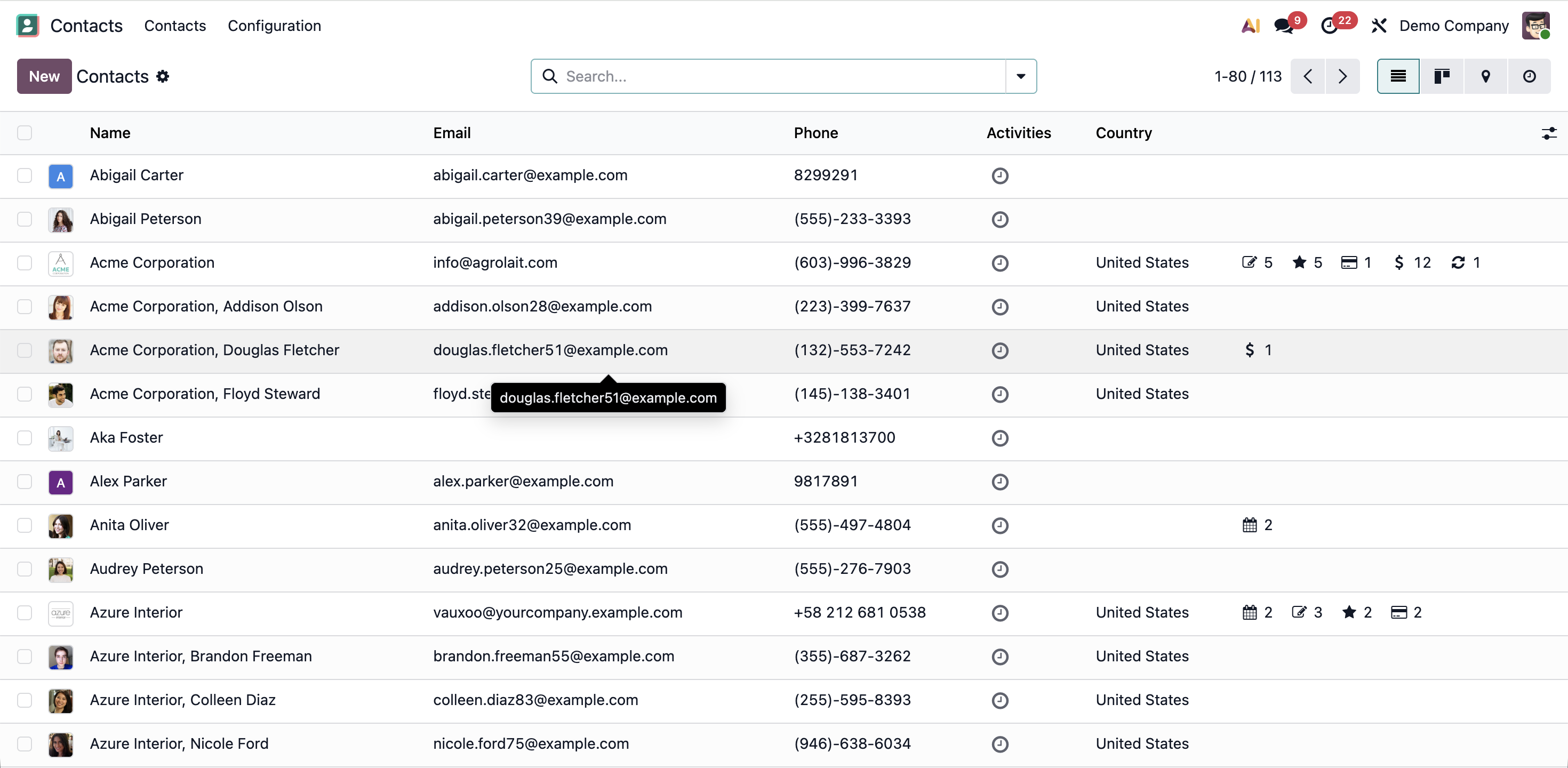 Interface Odoo